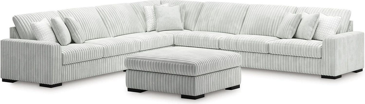 Stupendous 5-Piece Sectional and Ottoman In Alloy 25903U2