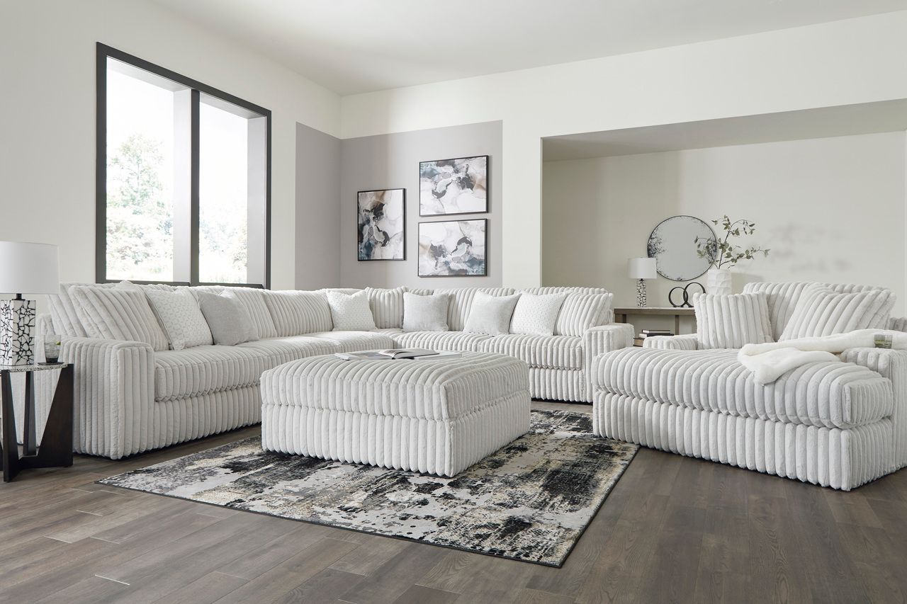 Stupendous 5-Piece Sectional and Ottoman In Alloy 25903U2
