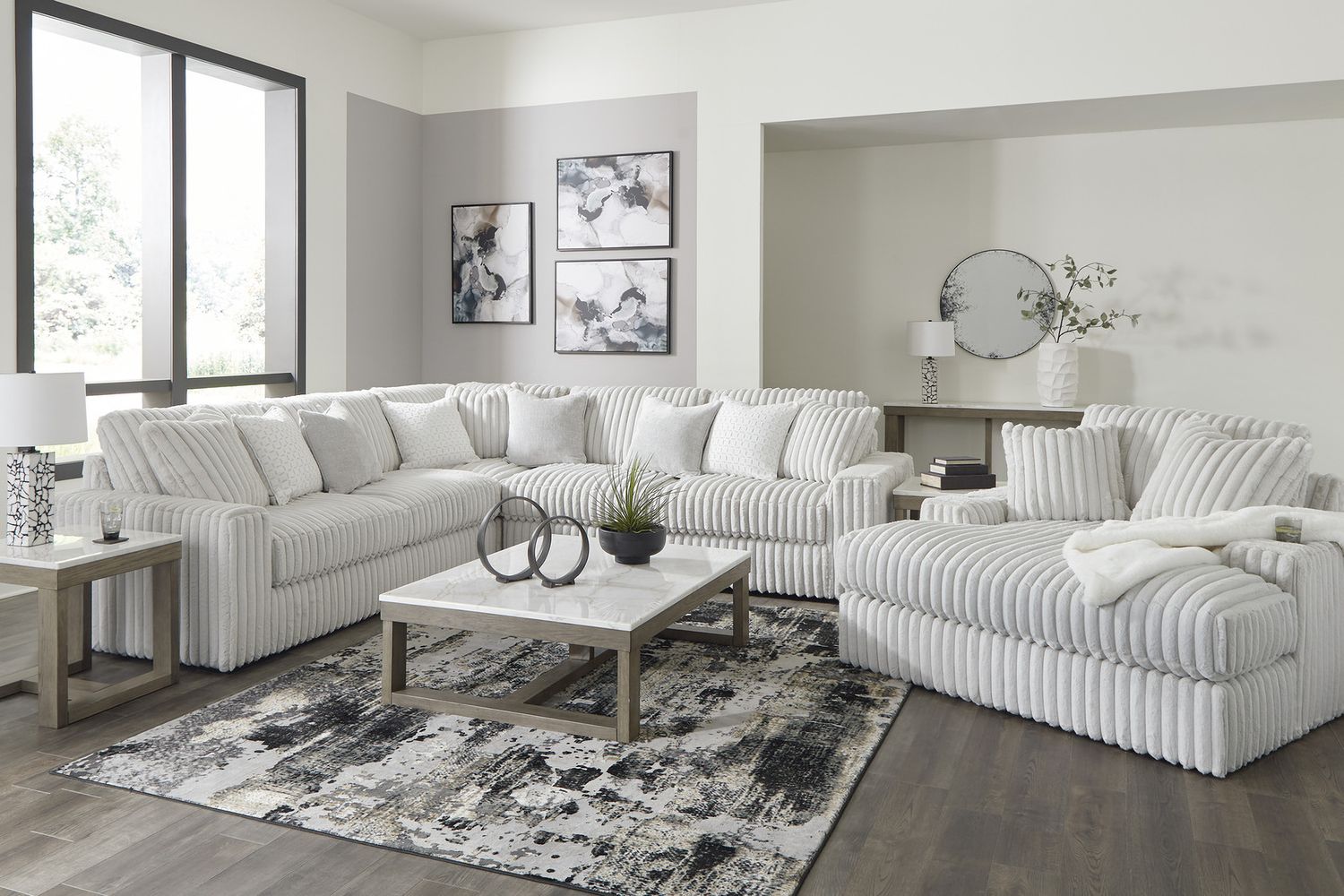 Stupendous 3-Piece Sectional and Ottoman In Alloy 25903U6