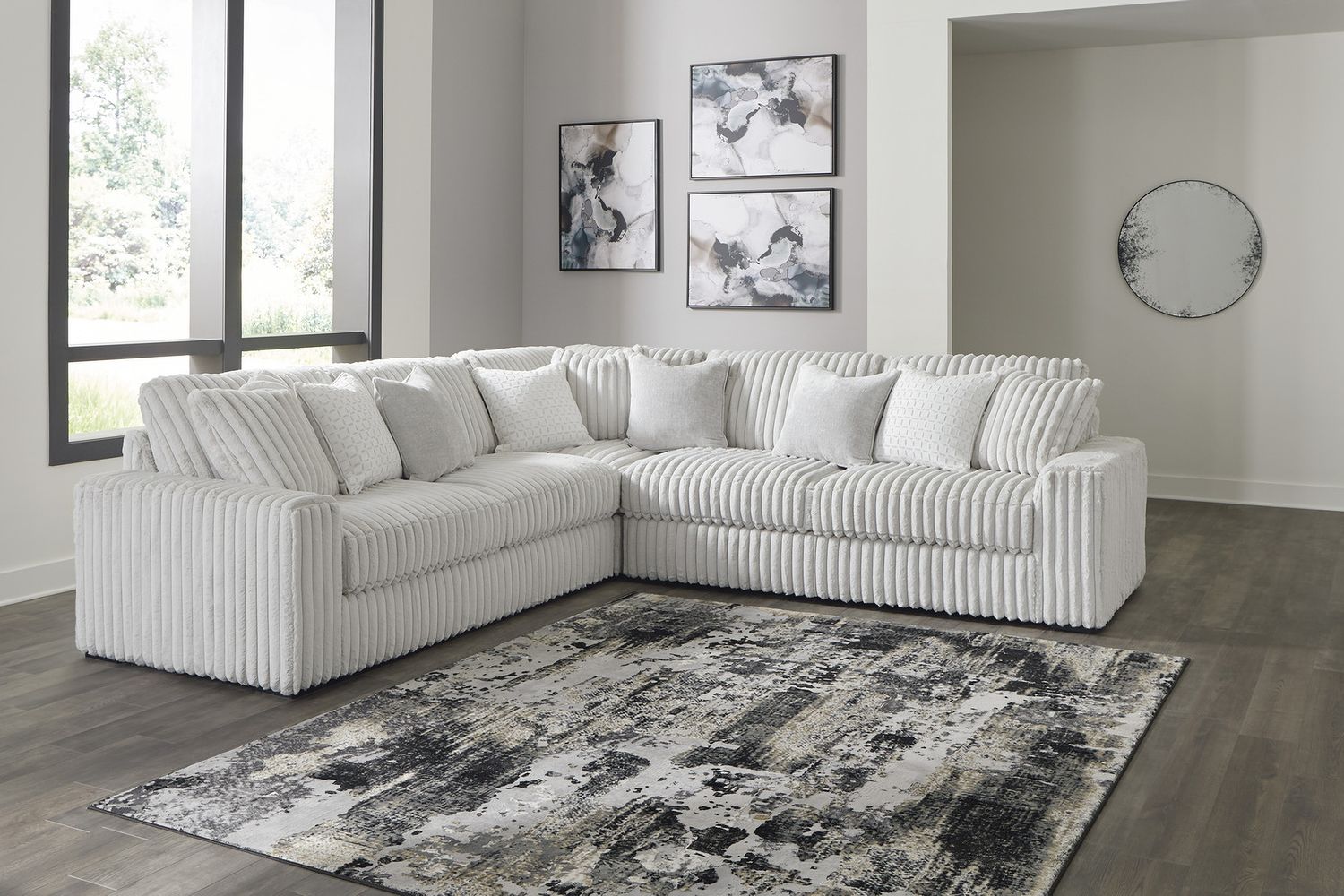 Stupendous 3-Piece Sectional and Ottoman In Alloy 25903U6