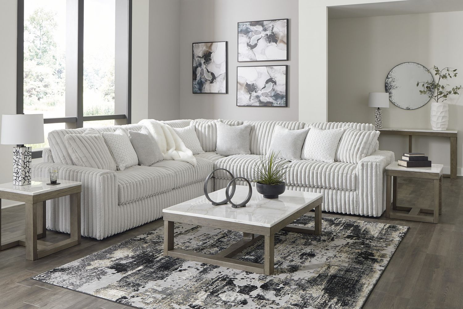 Stupendous 3-Piece Sectional and Ottoman In Alloy 25903U6