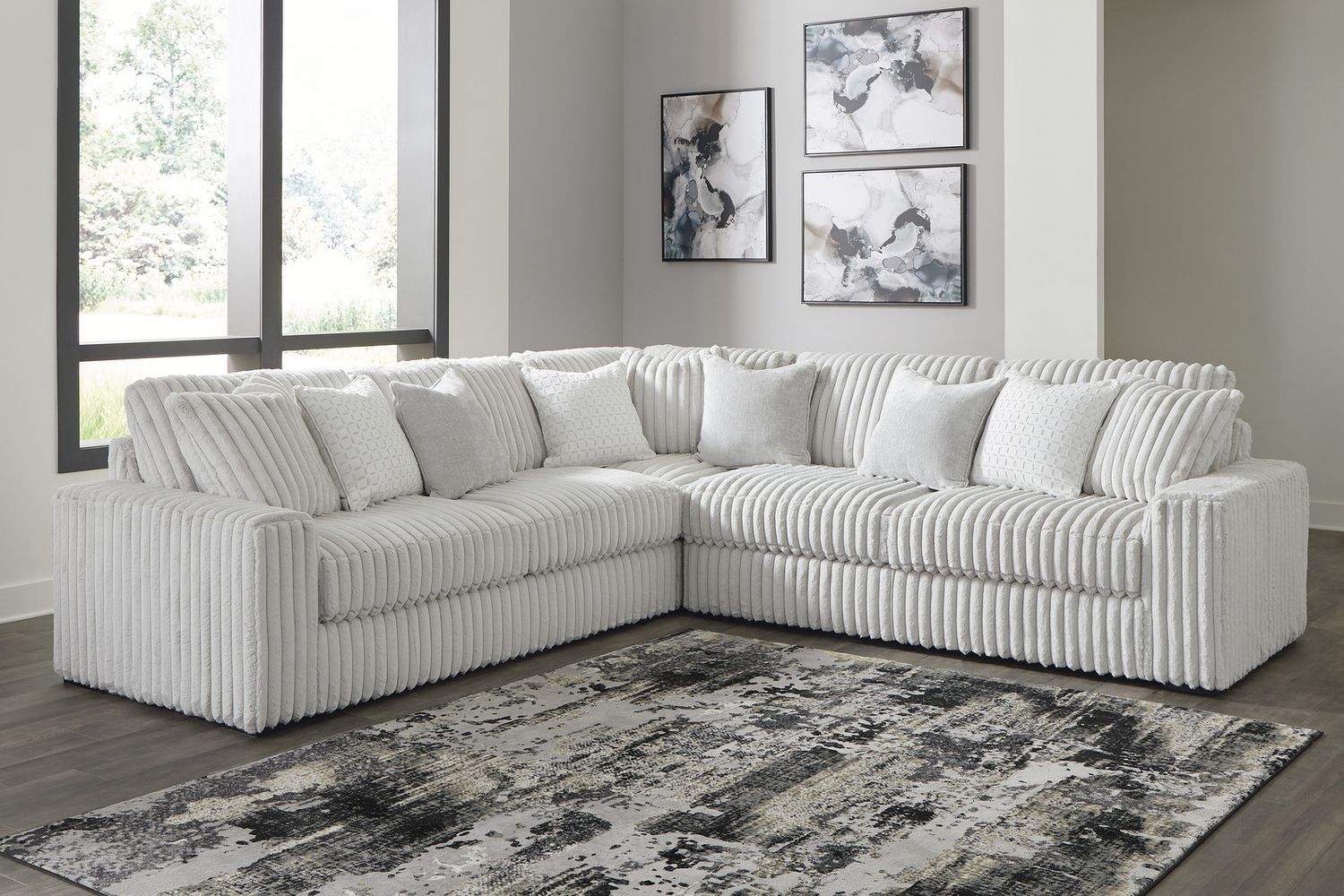 Stupendous 3-Piece Sectional and Ottoman In Alloy 25903U6