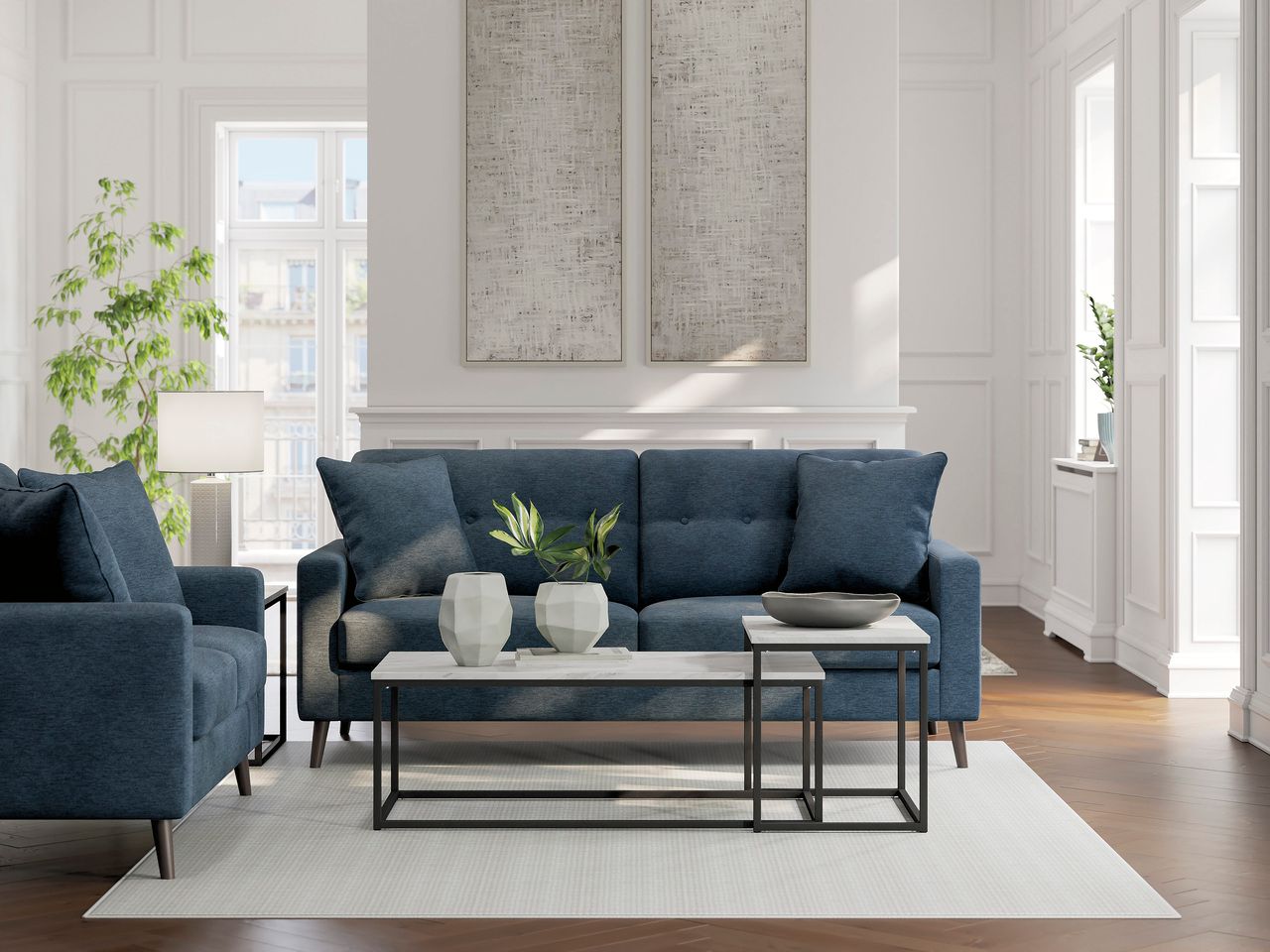Bixler Sofa In Navy 2610638