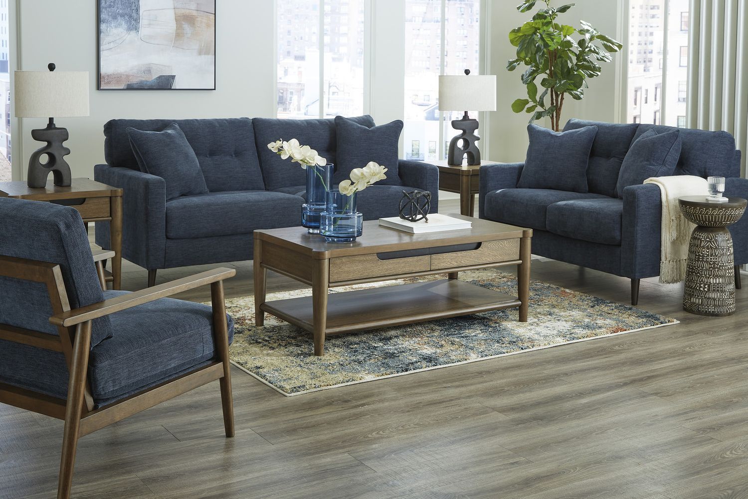 Bixler Living Room Set In Navy 26106U1