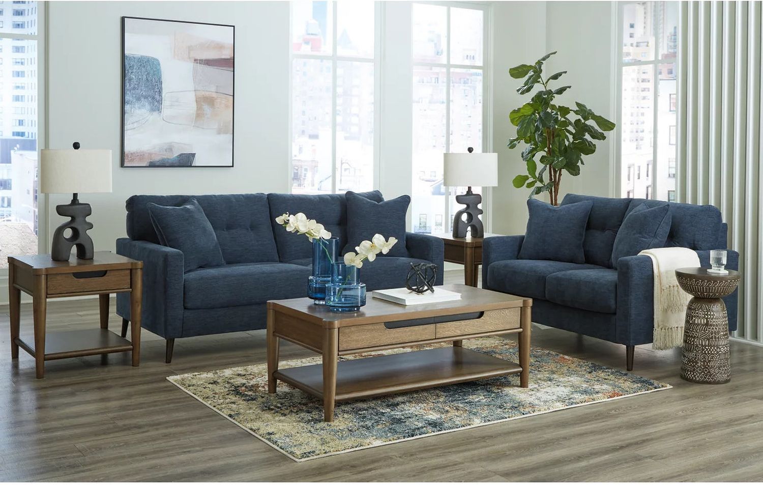 Bixler Living Room Set In Navy 26106U1