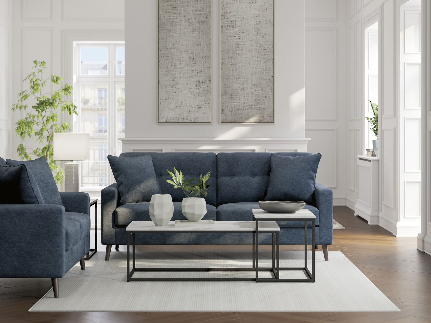 Bixler Living Room Set In Navy 26106U1