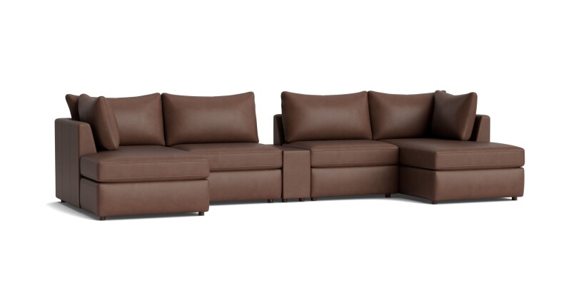 Beckham Leather Modular Chaise Sectional Sofa 2676CDCSECTLKIT57