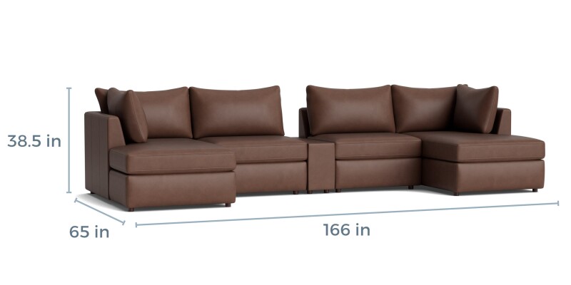 Beckham Leather Modular Chaise Sectional Sofa 2676CDCSECTLKIT57
