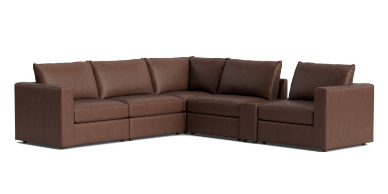 Beckham Track Arm Leather Modular Sectional with Console 2676WLSECTLKIT53