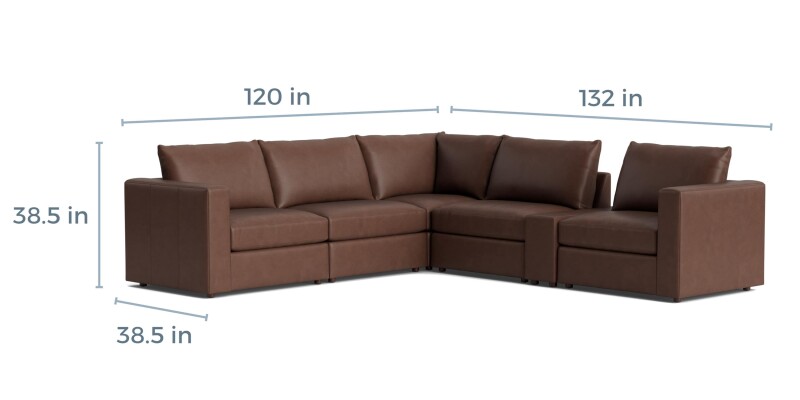 Beckham Track Arm Leather Modular Sectional with Console 2676WLSECTLKIT53