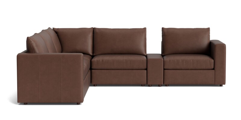 Beckham Track Arm Leather Modular Sectional with Console 2676WLSECTLKIT58
