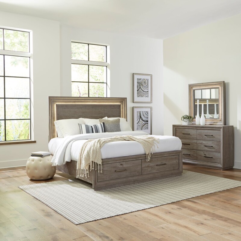 Horizons King Storage Bed, Dresser & Mirror 272BRKSBDM
