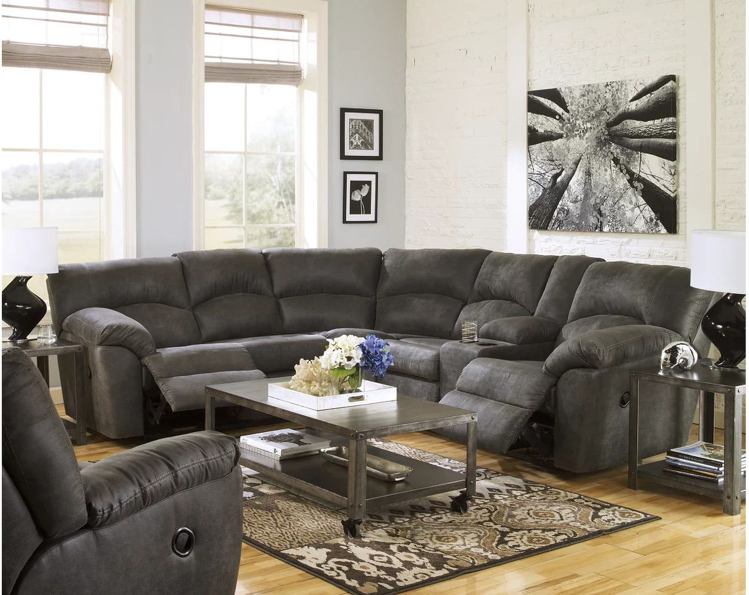 Tambo 2-Piece Sectional with Recliner In Pewter 27801U1