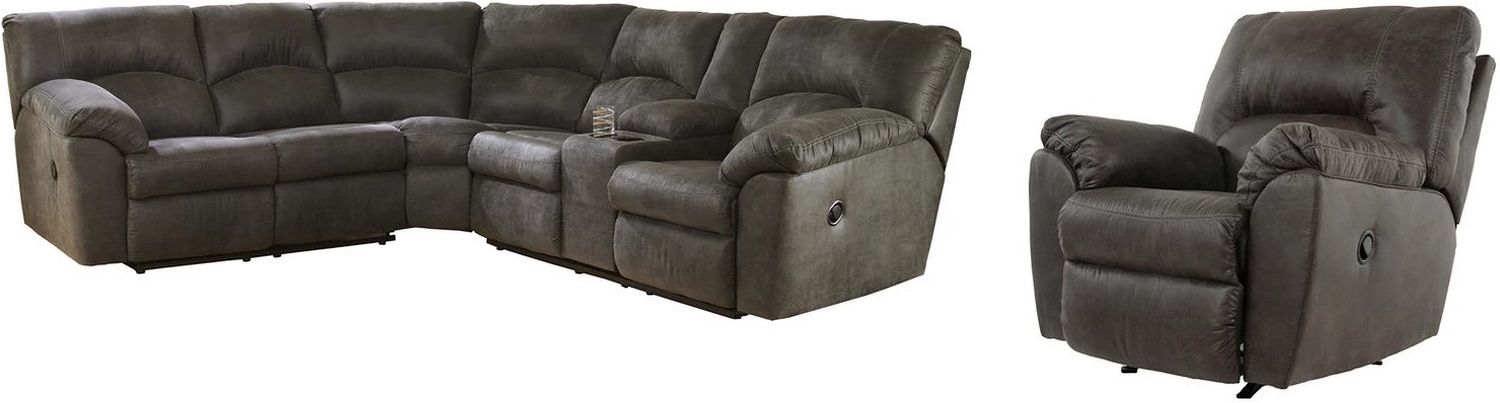 Tambo 2-Piece Sectional with Recliner In Pewter 27801U1