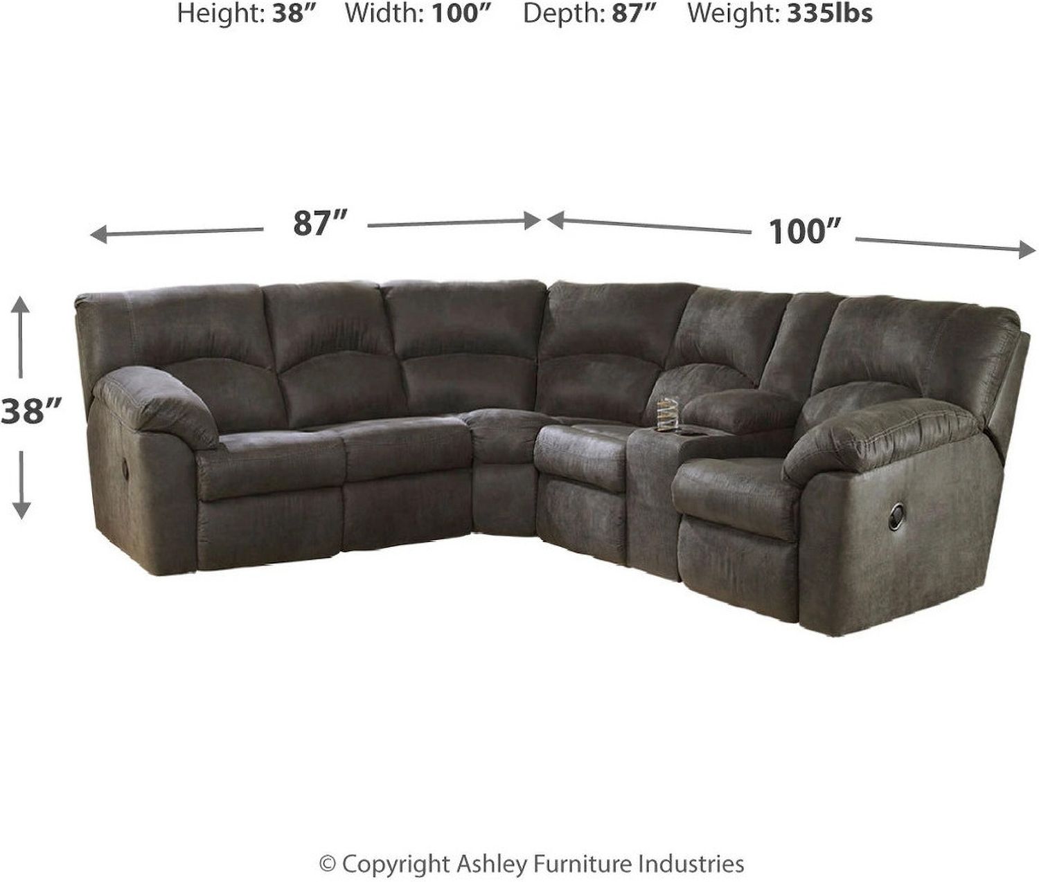 Tambo 2-Piece Sectional with Recliner In Pewter 27801U1