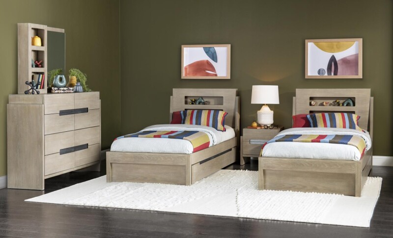 2800 District LK Storage Mirror Weathered Oak Finish 28000600