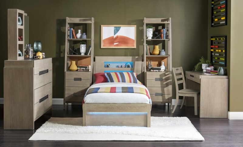 2800 District LK Complete Panel Bed Twin 33 Weathered Oak Finish 28004103K