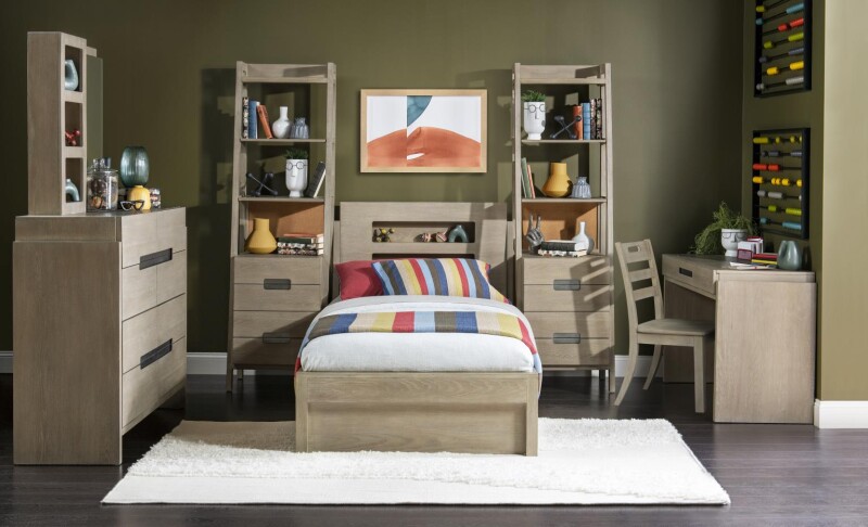 2800 District LK Complete Panel Bed Twin 33 Weathered Oak Finish 28004103K