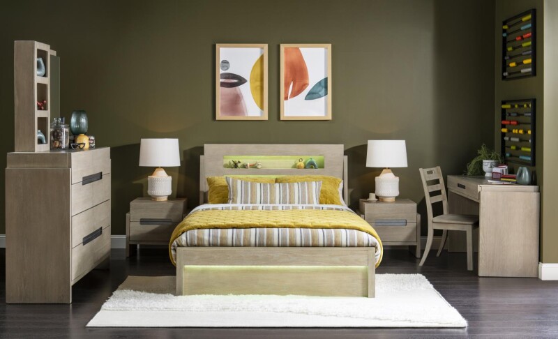 2800 District LK Complete Panel Bed 46 Weathered Oak Finish 28004104K