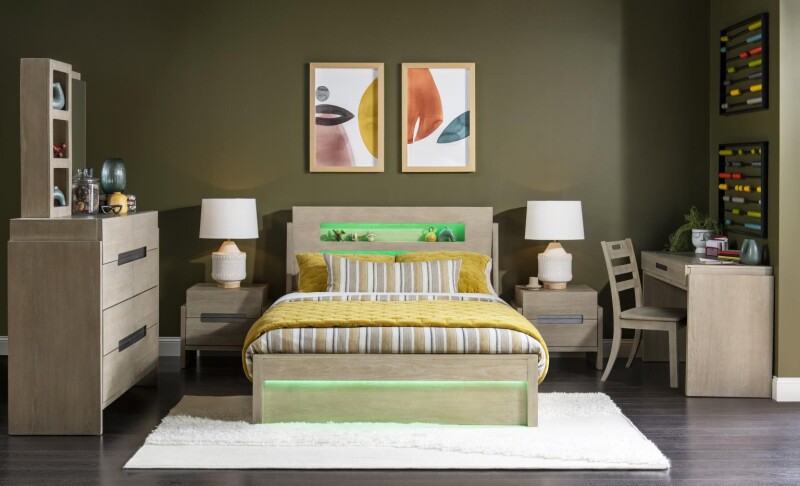 2800 District LK Complete Panel Bed 46 Weathered Oak Finish 28004104K