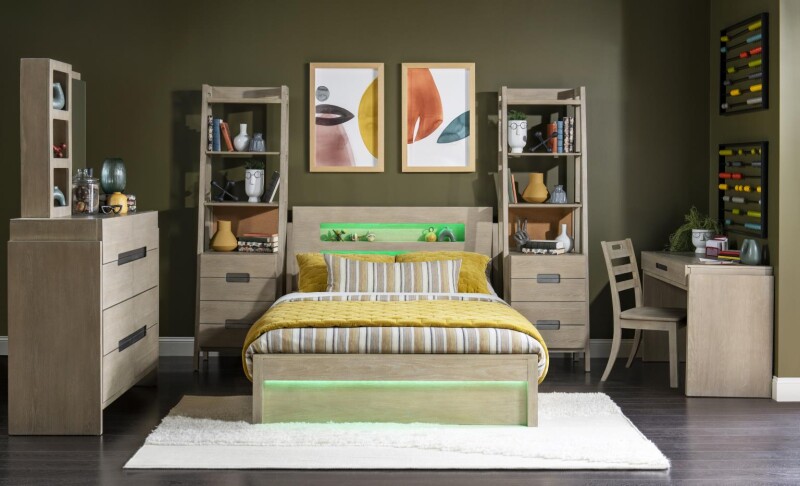 2800 District LK Complete Panel Bed 46 Weathered Oak Finish 28004104K