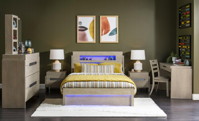2800 District LK Complete Panel Bed 46 Weathered Oak Finish 28004104K