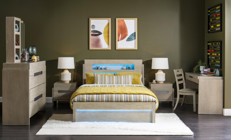2800 District LK Complete Panel Bed 46 Weathered Oak Finish 28004104K