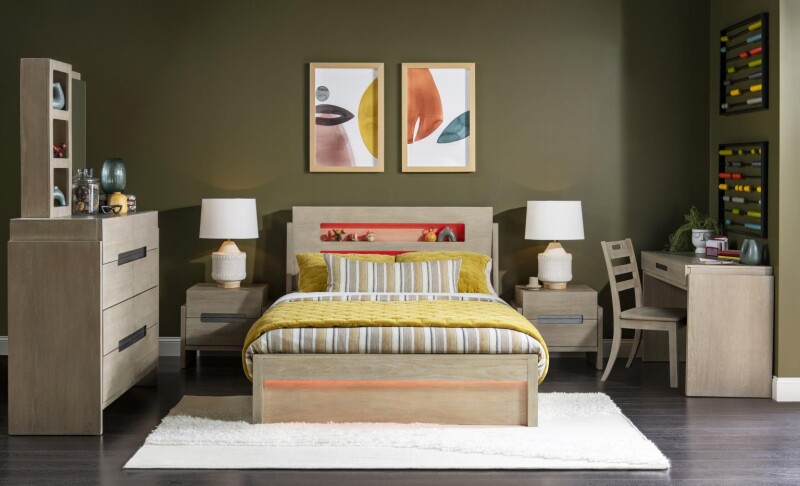 2800 District LK Complete Panel Bed 46 Weathered Oak Finish 28004104K