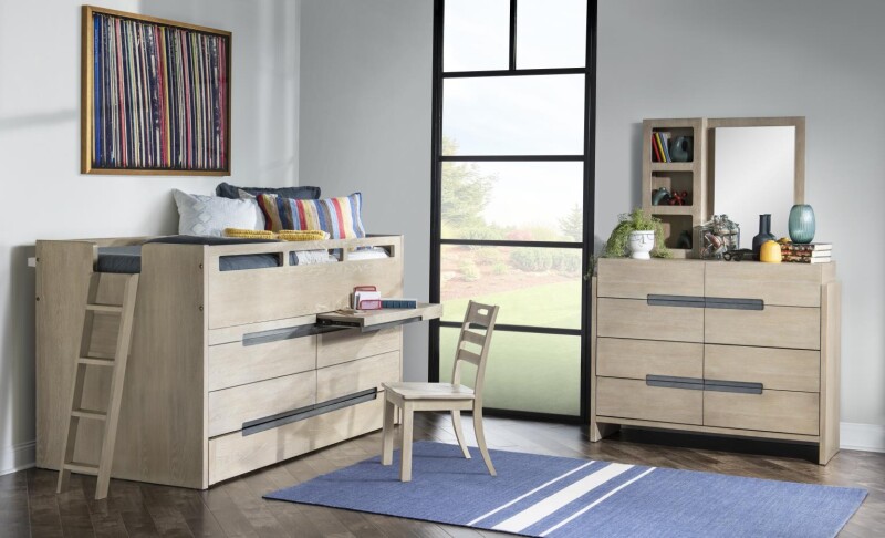 2800 District LK Complete Captains Bed 33 Weathered Oak Finish 28005303K