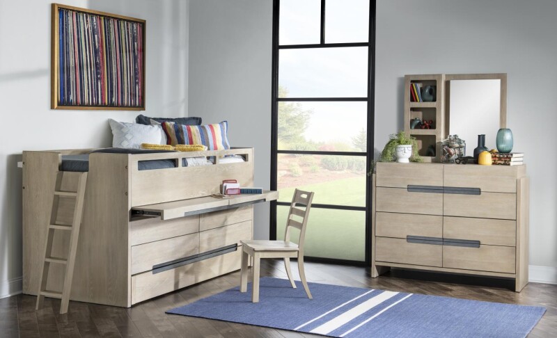 2800 District LK Complete Captains Bed 33 Weathered Oak Finish 28005303K