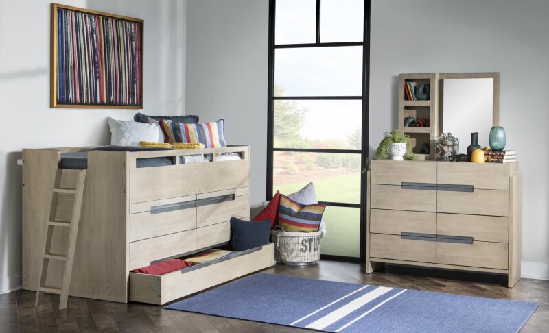 2800 District LK Complete Captains Bed 33 Weathered Oak Finish 28005303K