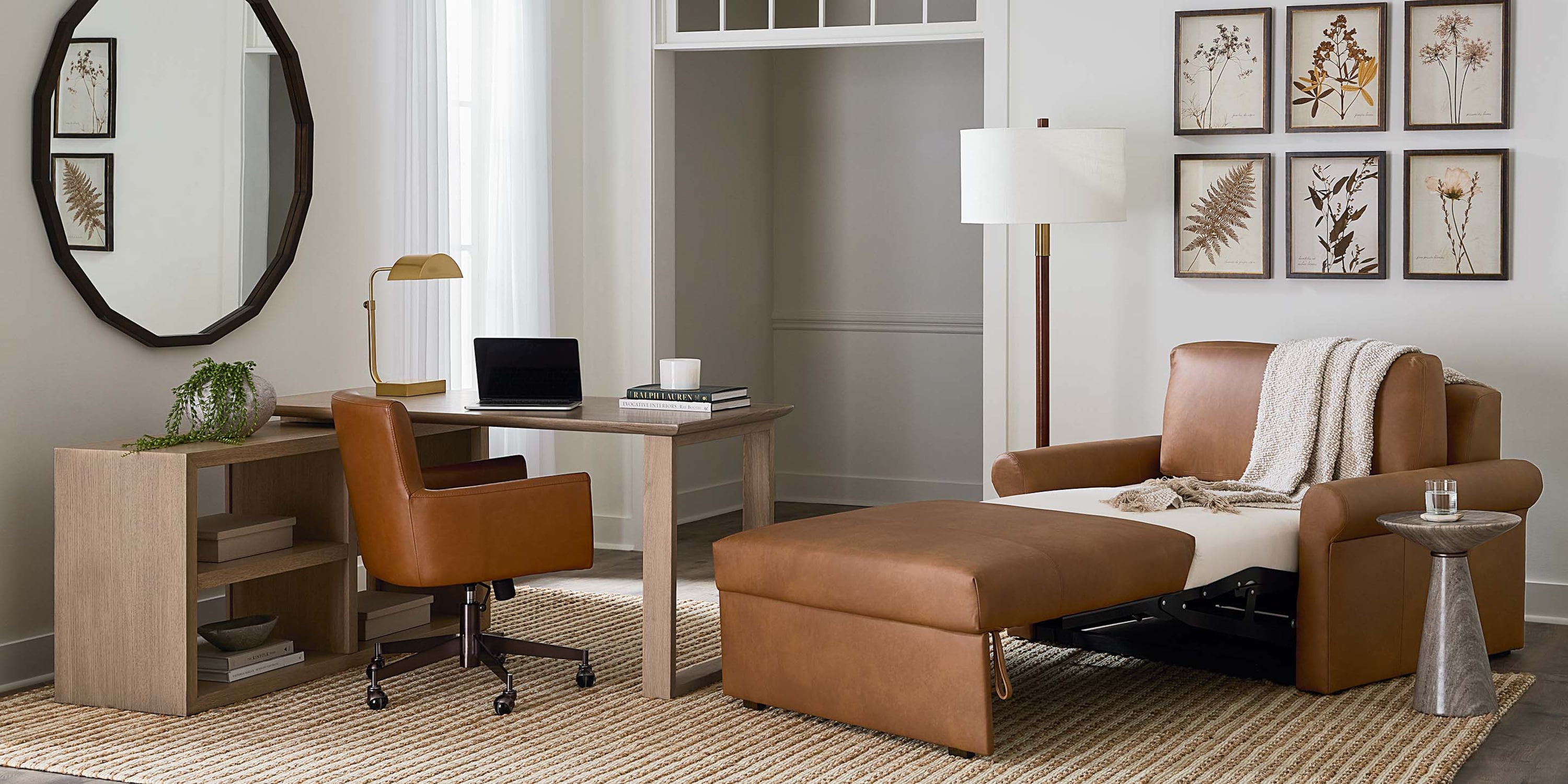 Z4 Leather Roll Arm Twin Sleeper Chair 2854TBL72358LOUNGE