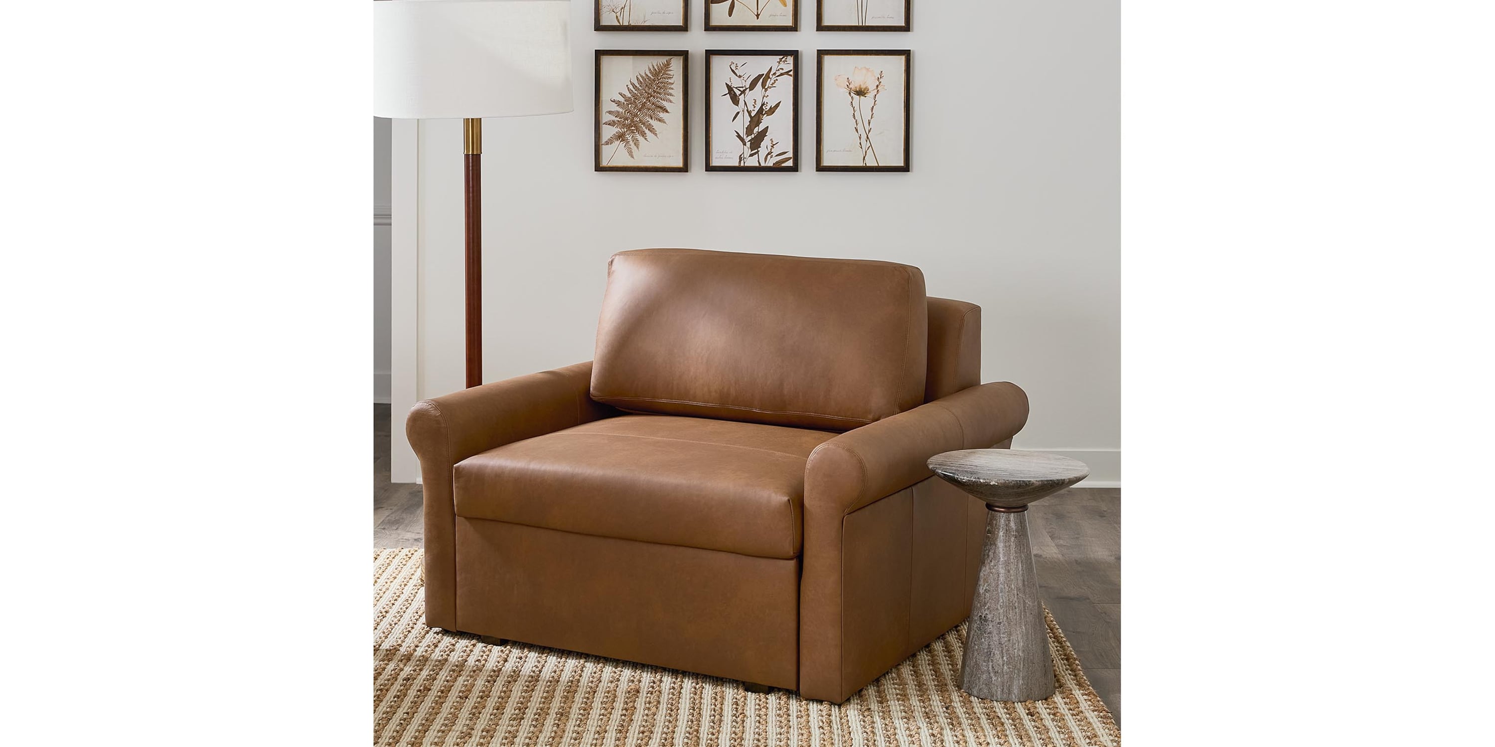 Z4 Leather Roll Arm Twin Sleeper Chair 2854TBL72358LOUNGE