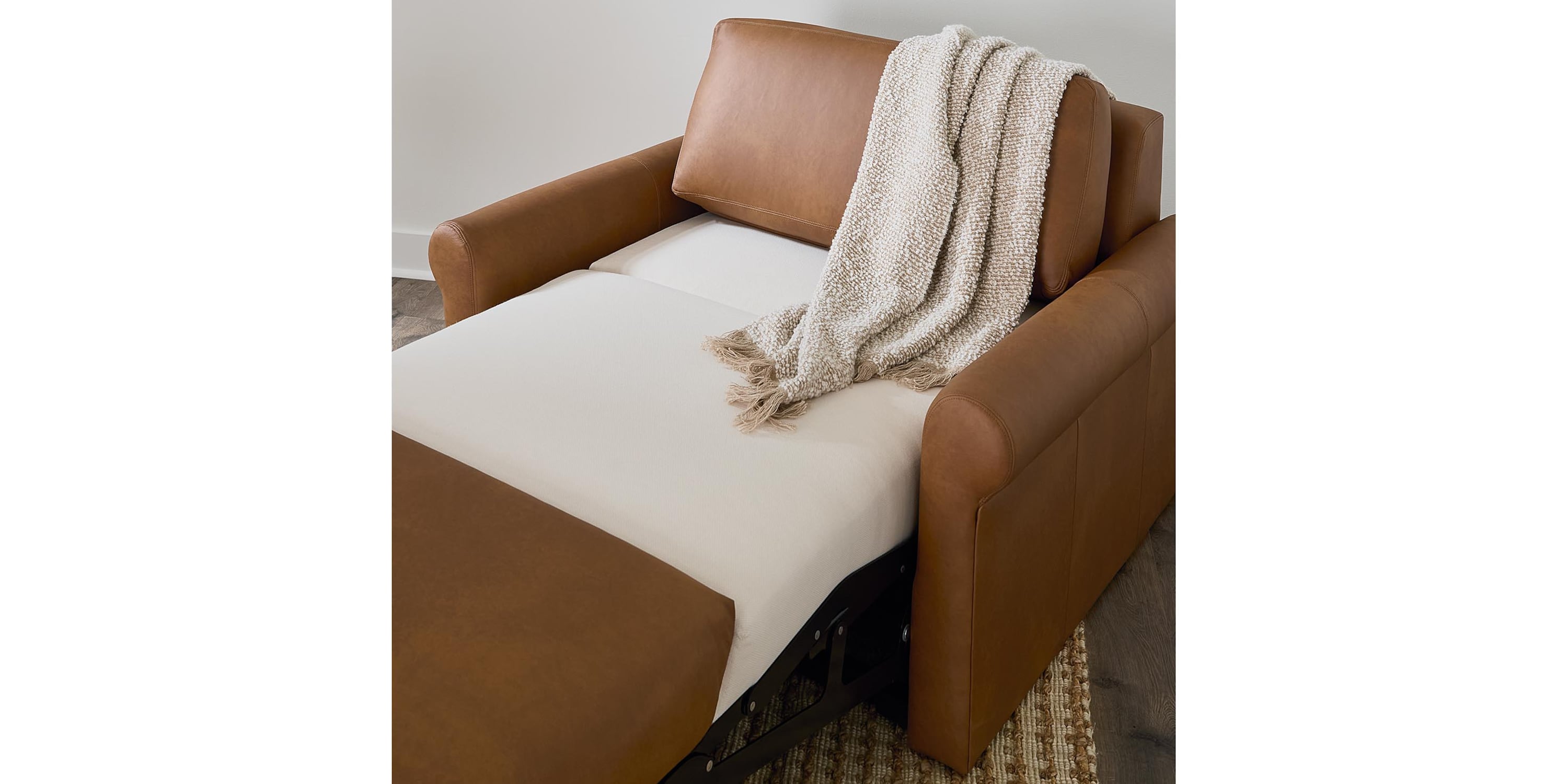Z4 Leather Roll Arm Twin Sleeper Chair 2854TBL72358LOUNGE