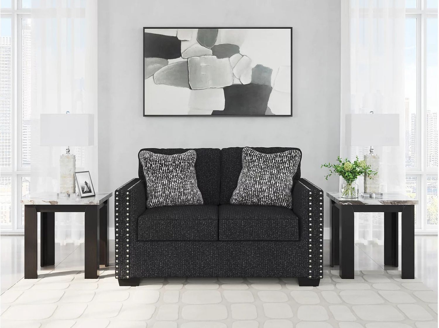Jasmine Peaks Loveseat In Coal 2890435