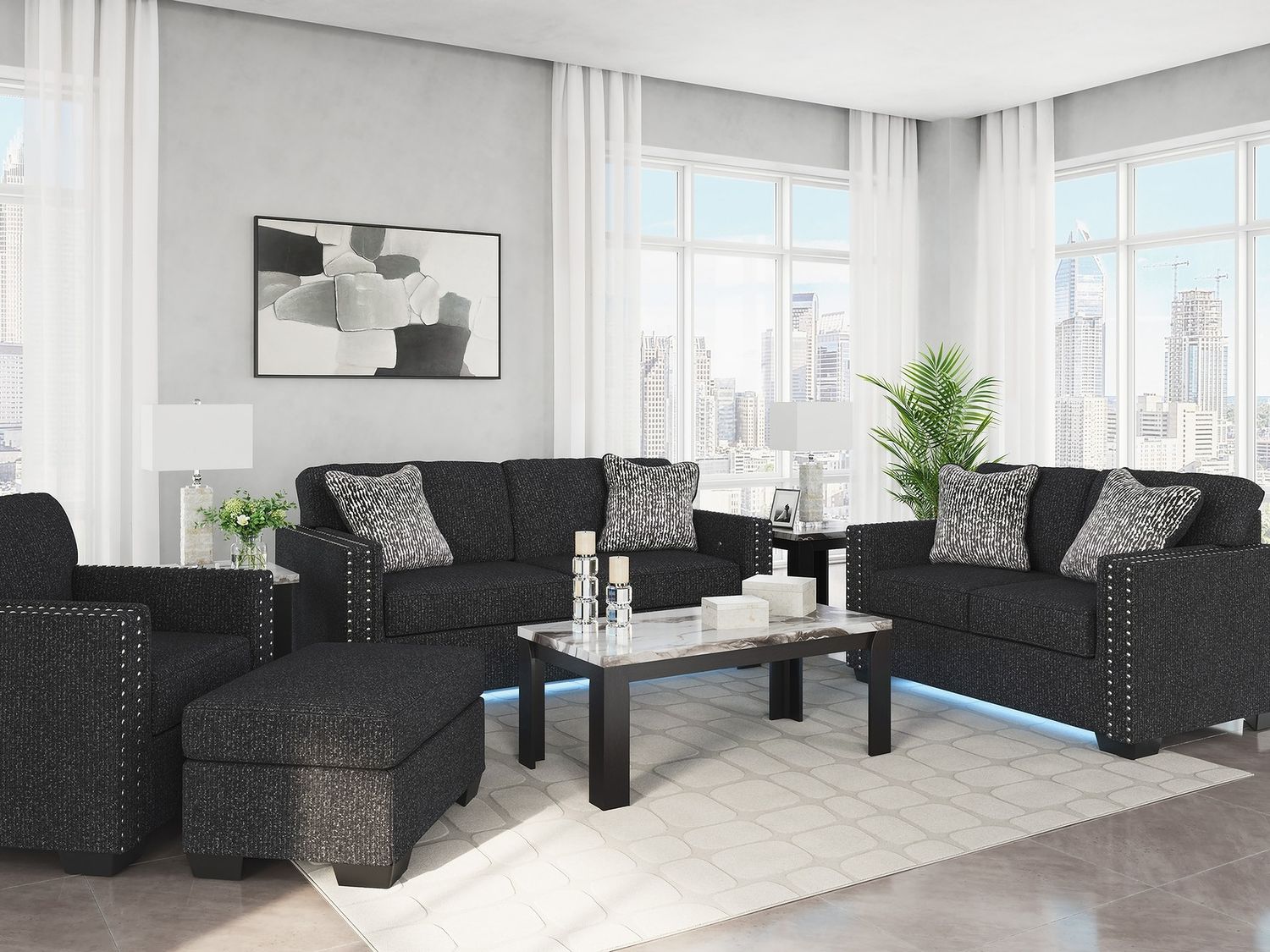 Jasmine Peaks Sofa In Coal 2890438