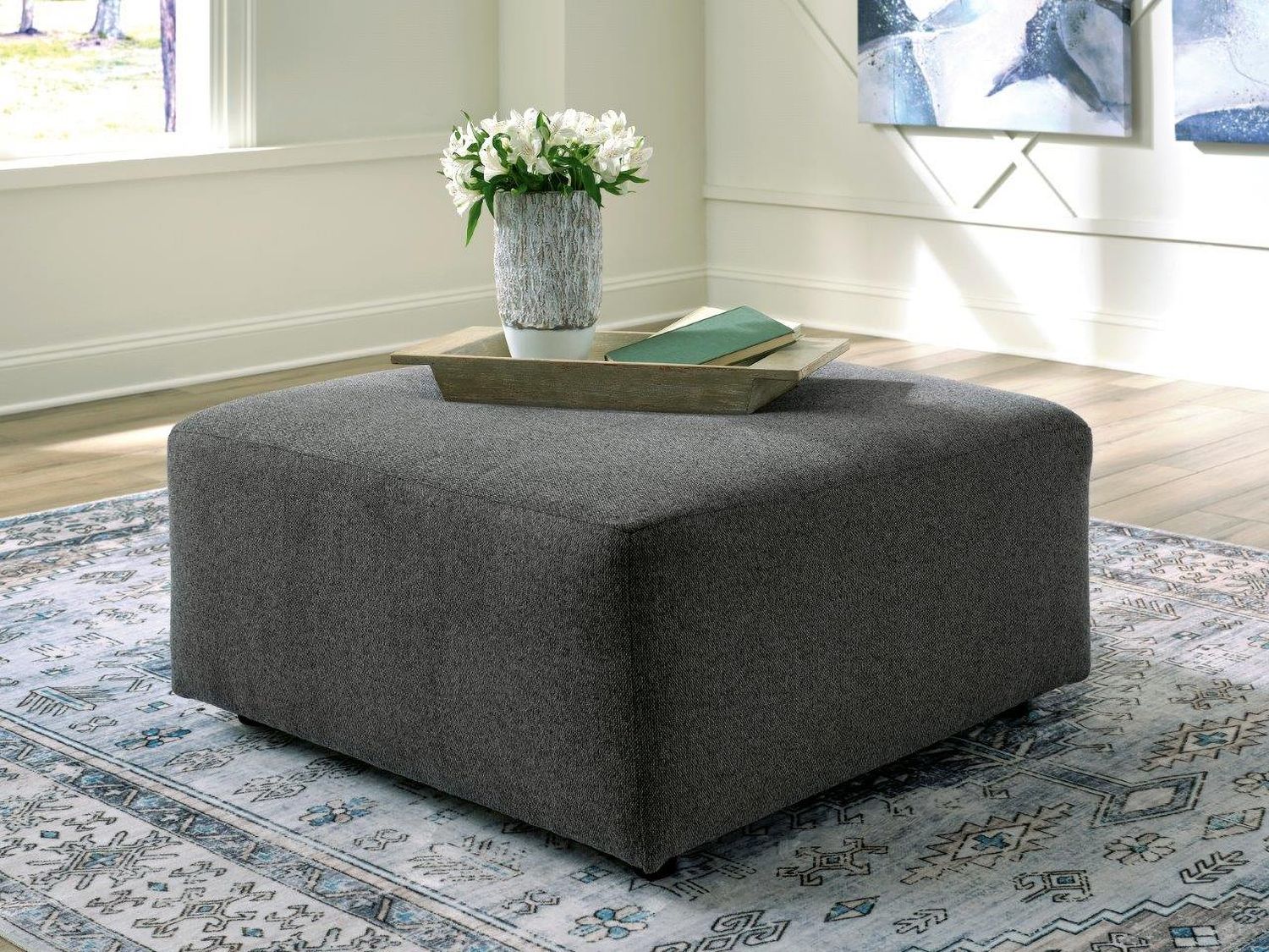 Edenfield Oversized Accent Ottoman In Charcoal 2900308