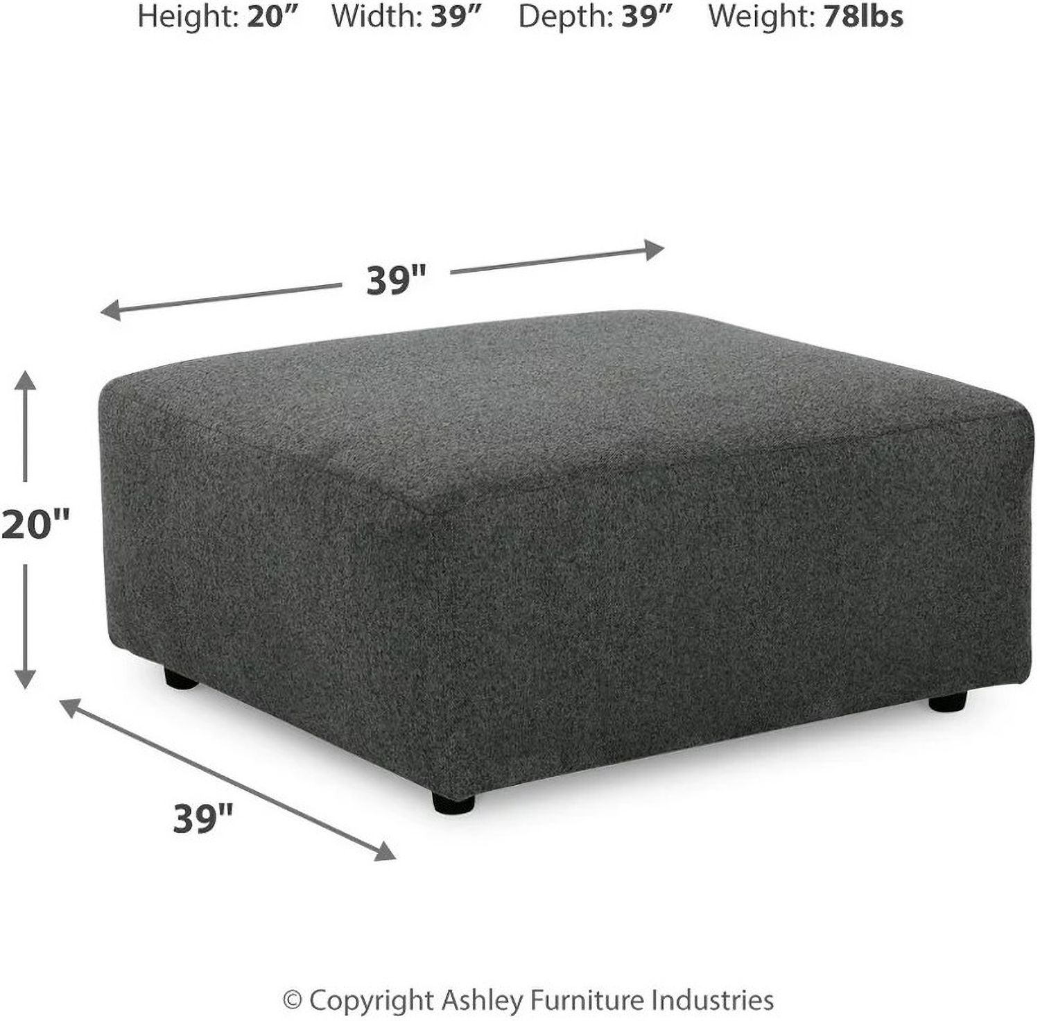 Edenfield Oversized Accent Ottoman In Charcoal 2900308