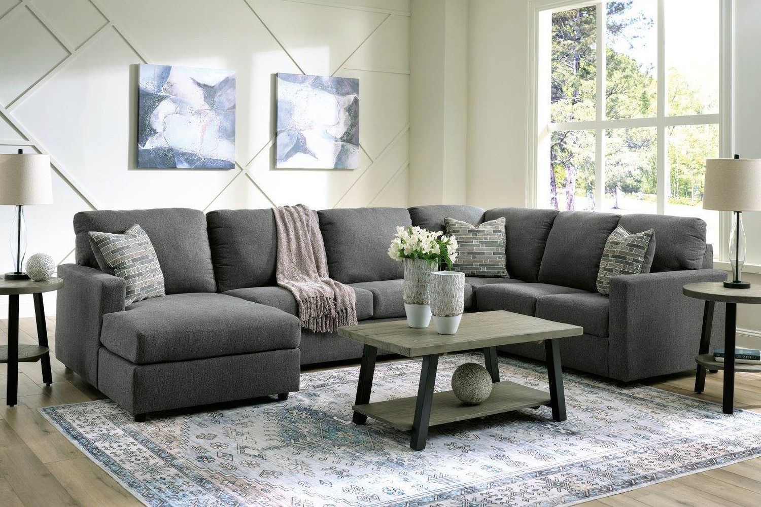 Edenfield 3-Piece LAF Corner Chaise Sectional In Charcoal 29003S1