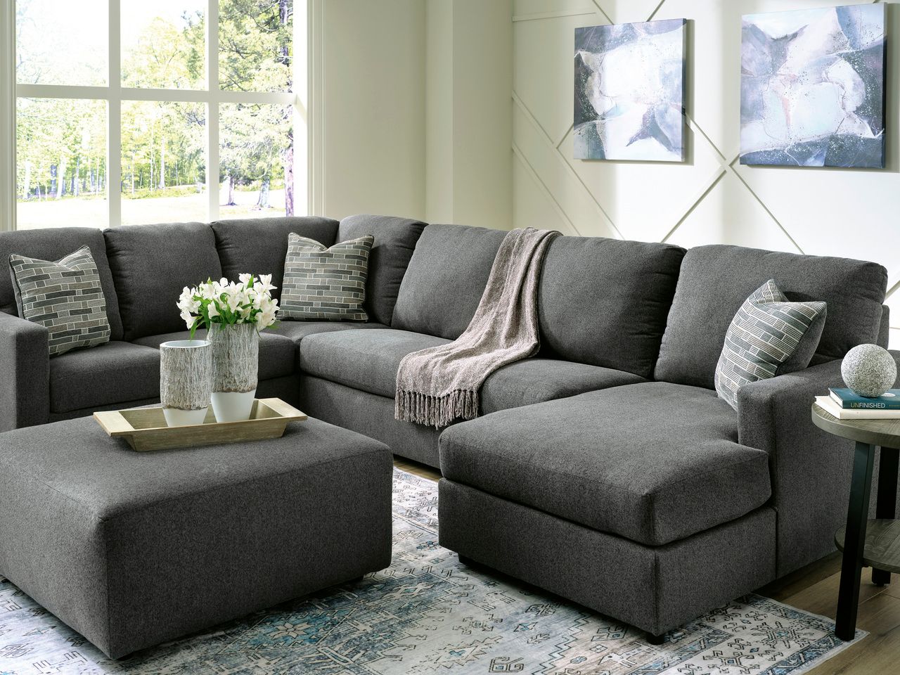 Edenfield 3-Piece LAF Corner Chaise Sectional In Charcoal 29003S1