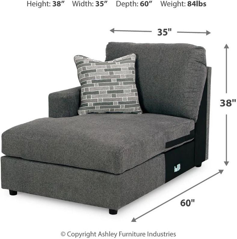 Edenfield 3-Piece LAF Corner Chaise Sectional In Charcoal 29003S1