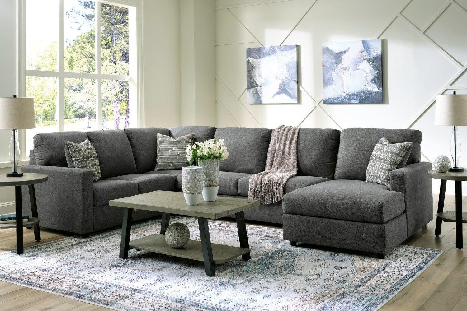 Edenfield 3-Piece RAF Corner Chaise Sectional In Charcoal 29003S2