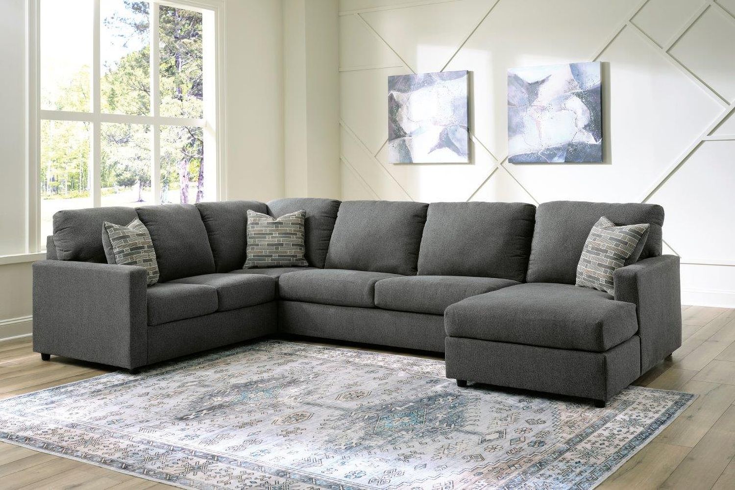 Edenfield 3-Piece RAF Corner Chaise Sectional In Charcoal 29003S2