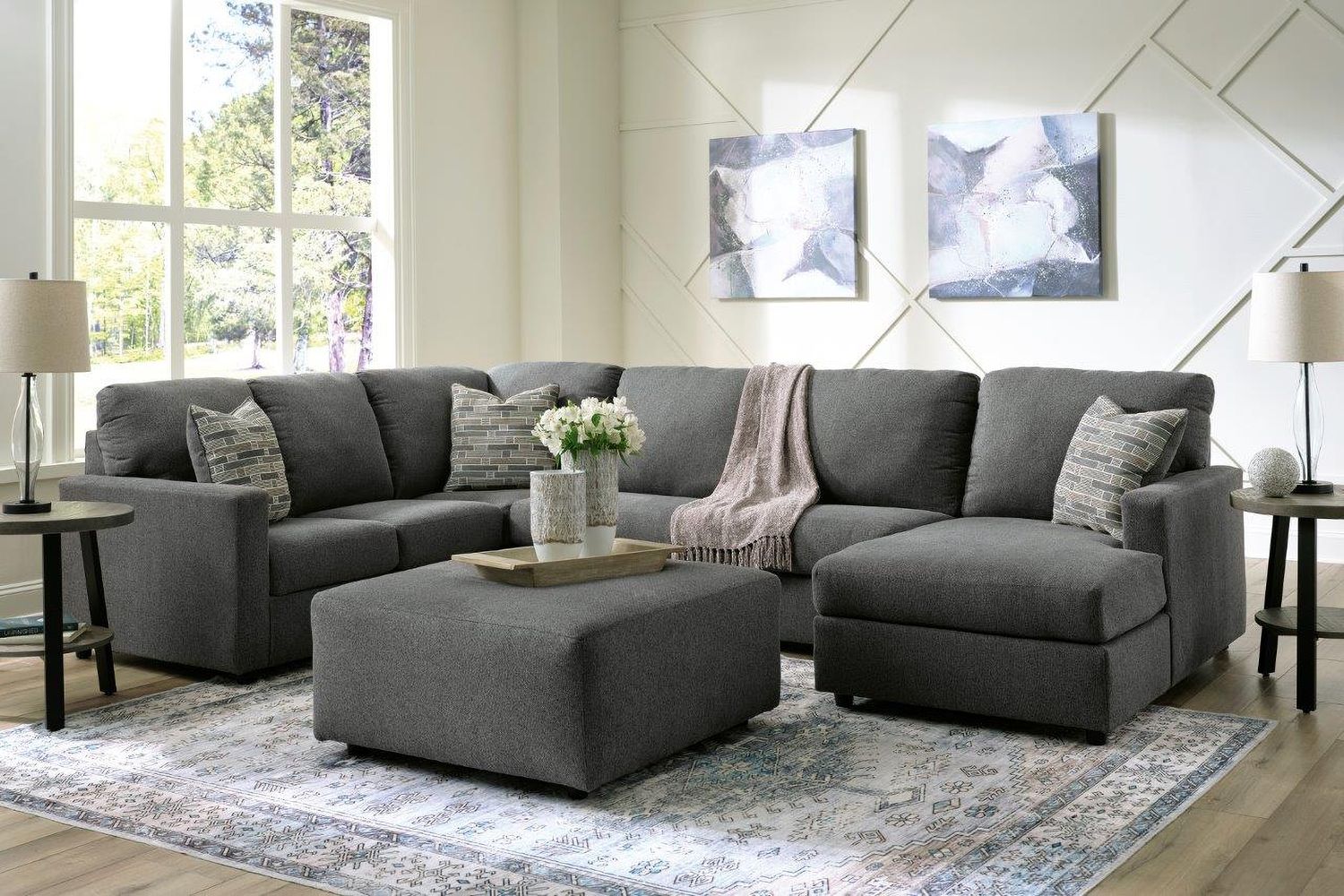 Edenfield 3-Piece RAF Corner Chaise Sectional In Charcoal 29003S2