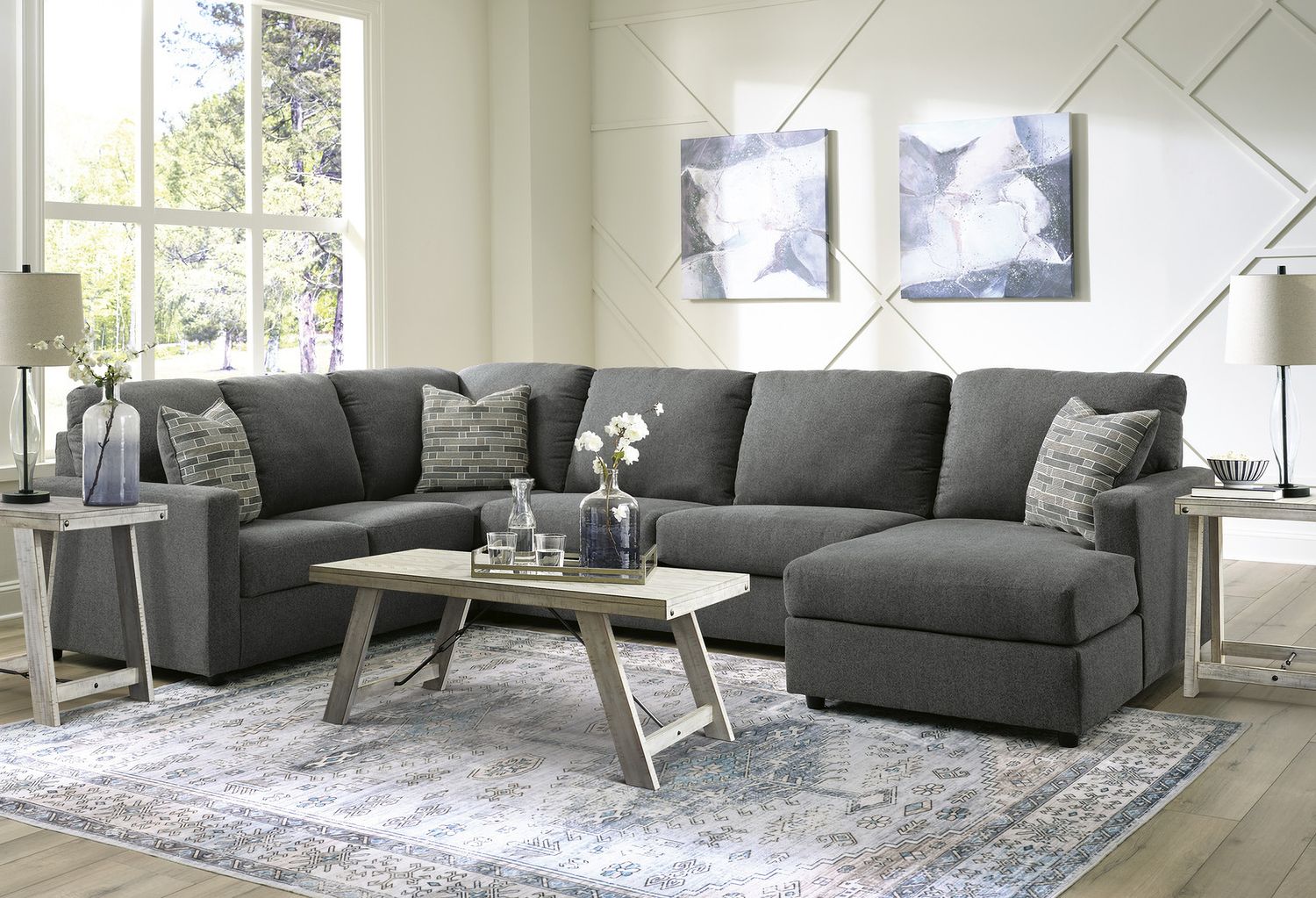 Edenfield 3-Piece RAF Corner Chaise Sectional In Charcoal 29003S2