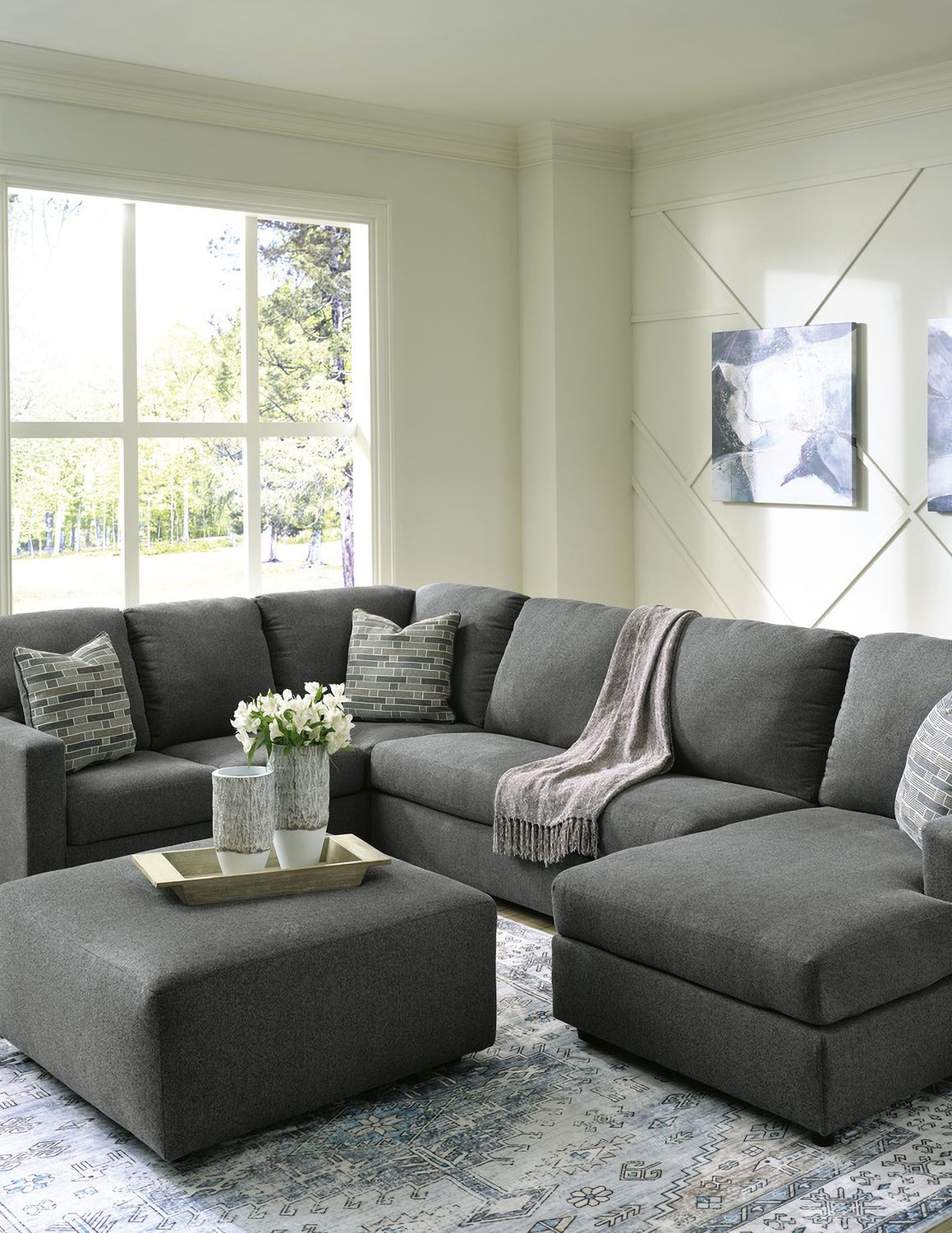 Edenfield 3-Piece RAF Corner Chaise Sectional In Charcoal 29003S2