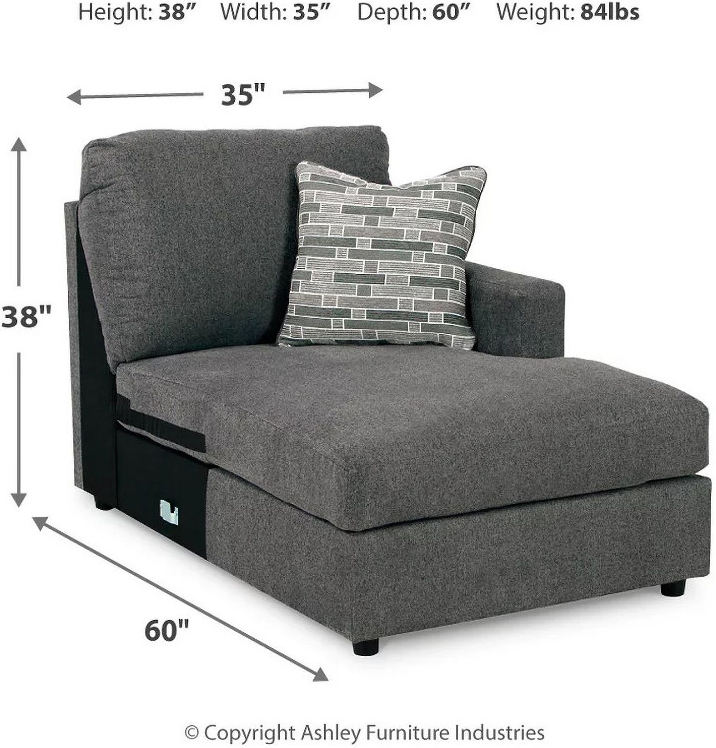 Edenfield 3-Piece RAF Corner Chaise Sectional In Charcoal 29003S2