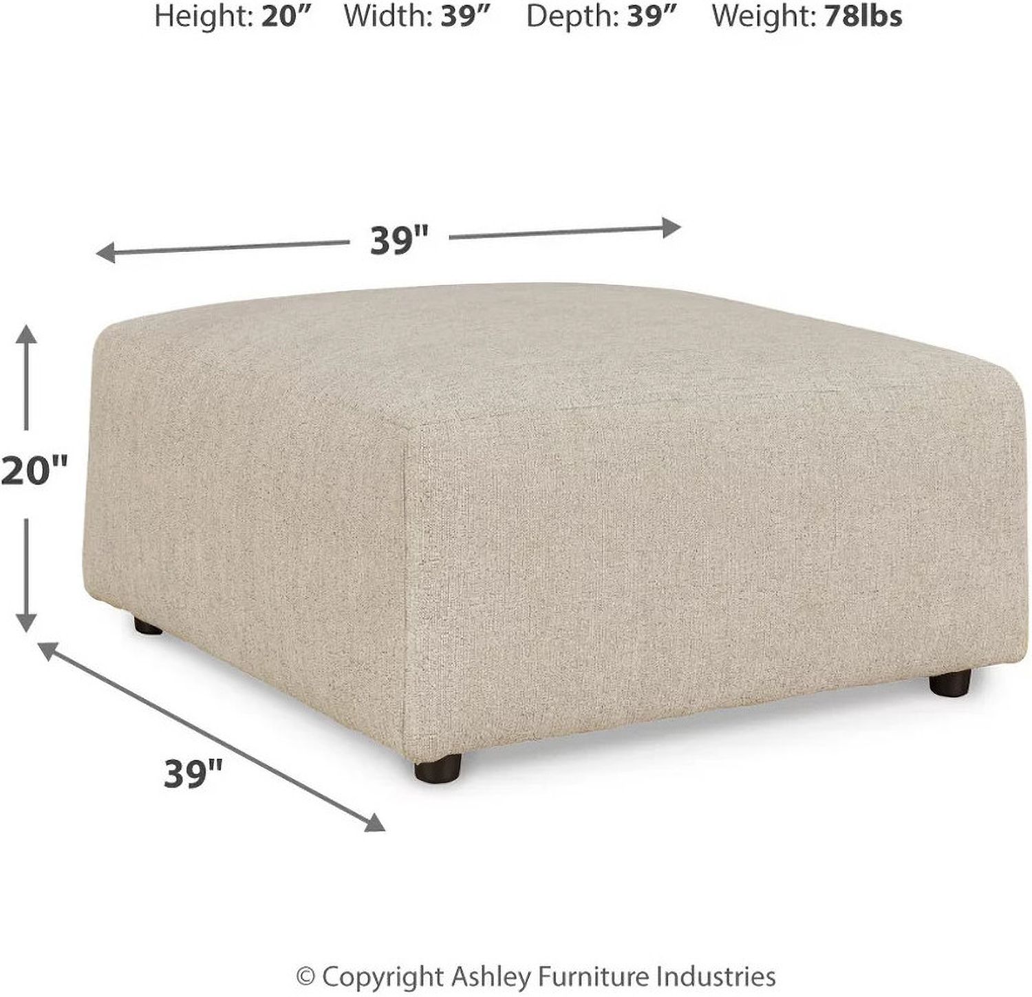 Edenfield Oversized Accent Ottoman In Linen 2900408