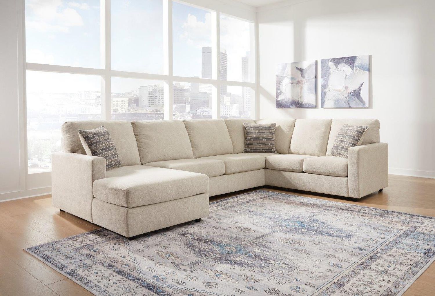 Edenfield 3-Piece LAF Corner Chaise Sectional In Linen 29004S1