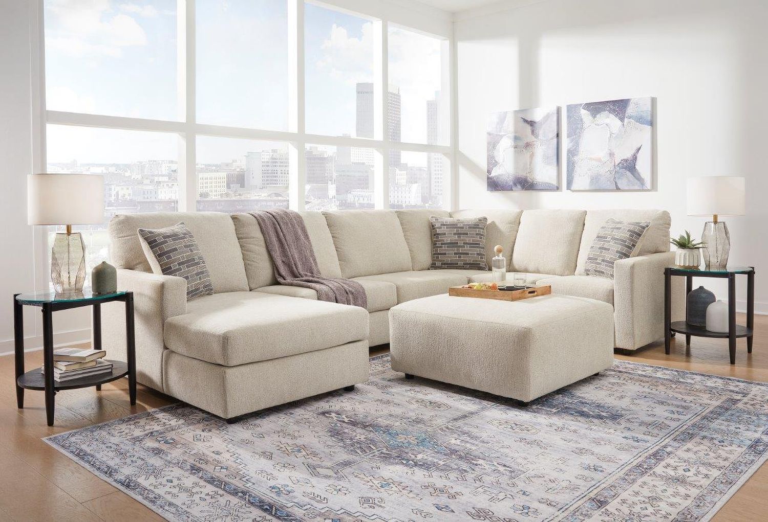 Edenfield 3-Piece LAF Corner Chaise Sectional In Linen 29004S1